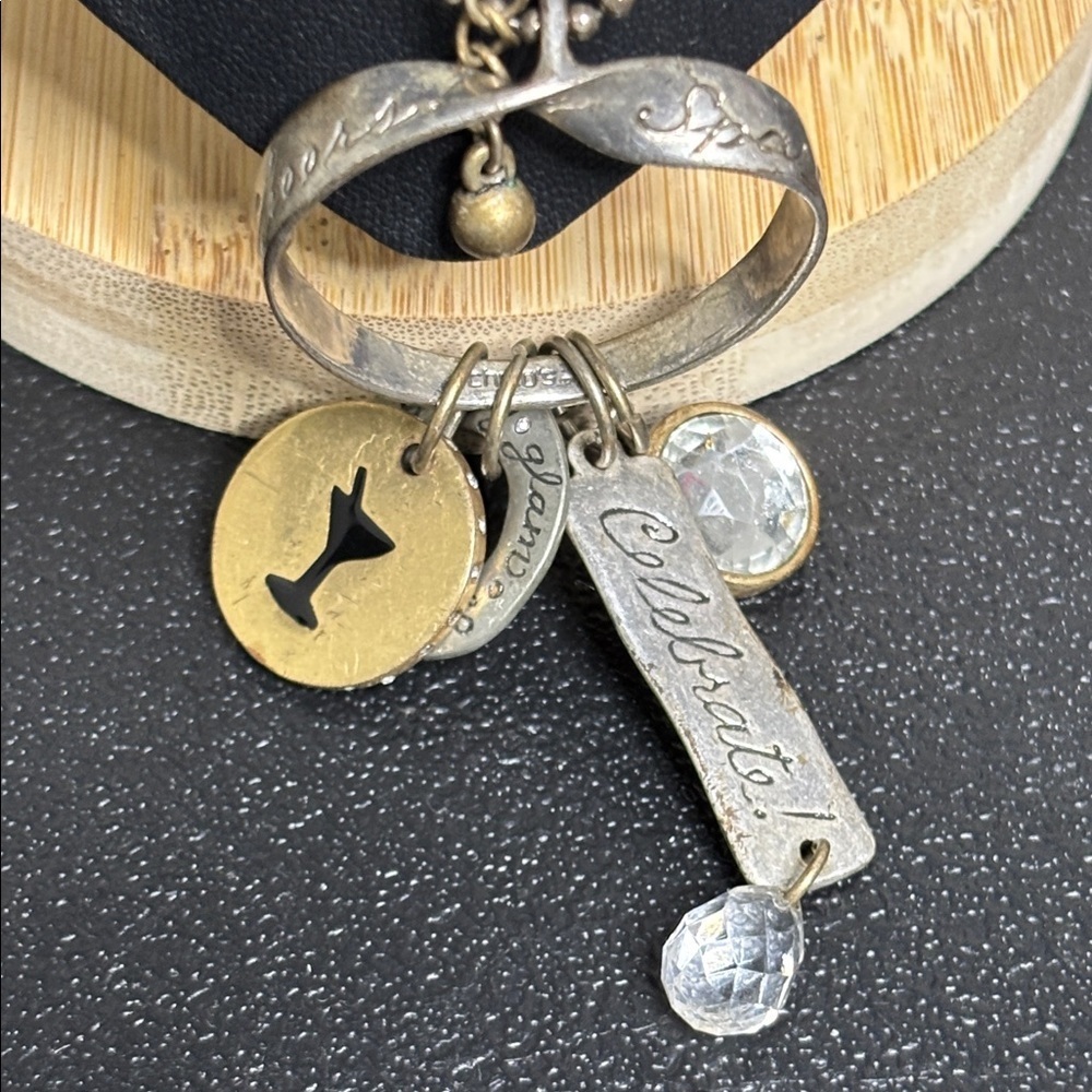 Chico’s Silver & Rustic Gold Long Bead Charm Celebrate Necklace Sparkle Glitz - Picture 2 of 8